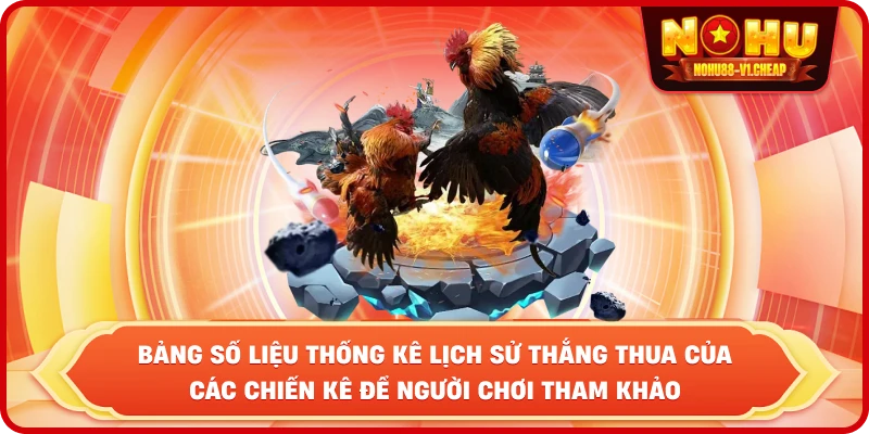 Bảng số liệu thống kê lịch sử thắng thua của các chiến kê để người chơi tham khảo