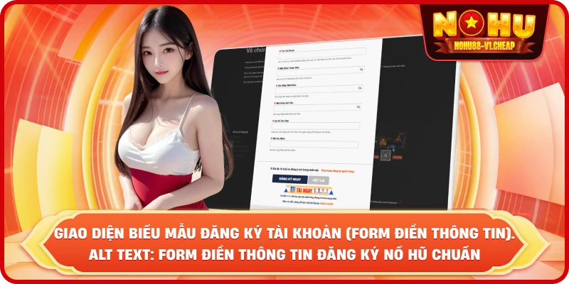 giao diện biểu mẫu đăng ký tài khoản (Form điền thông tin). Alt text: Form điền thông tin đăng ký NỔ HŨ chuẩn